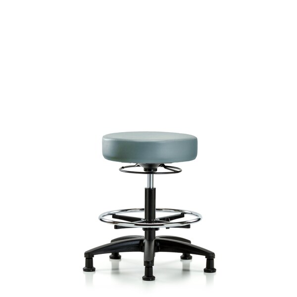 Vinyl Stool, Med Bench, Foot Ring, Glides, Storm