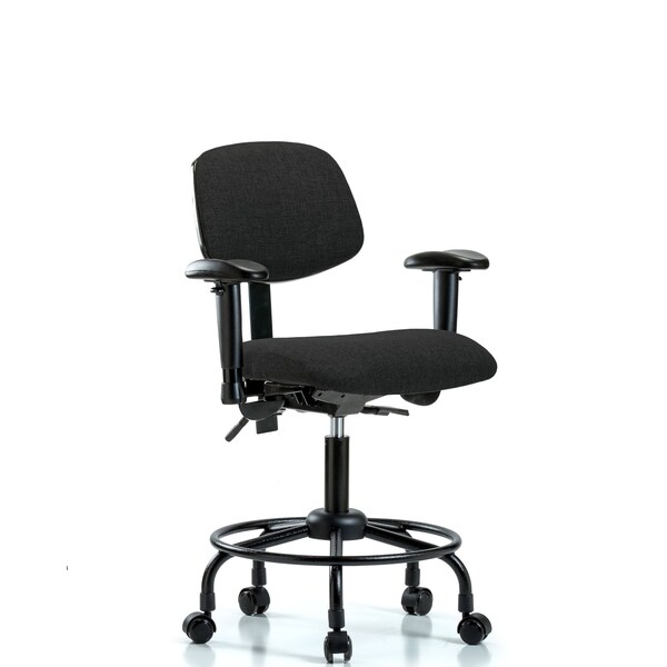 Desk Chair Desk Chair, Fabric, RT Tilt AA Casters, Blk, Adjustable Arms, 21" to 26" Height, Fabric