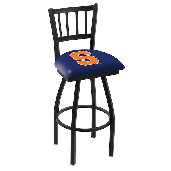 25" Blk Wrinkle Syracuse Swivel Bar Stool, Jailhouse Back