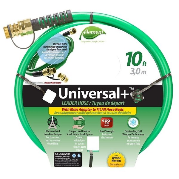 1/2 in ID x 10 ft L Universal Leader Hose, Green