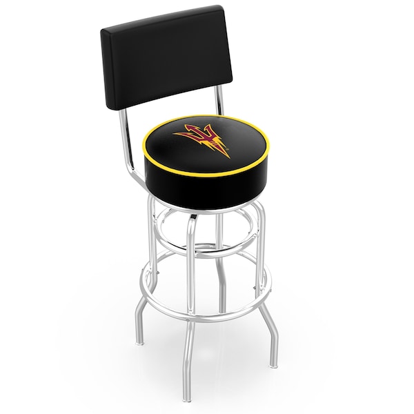 25" Chrome 2-Ring Arizona State Swivel Bar Stool, Back, Pitchfork
