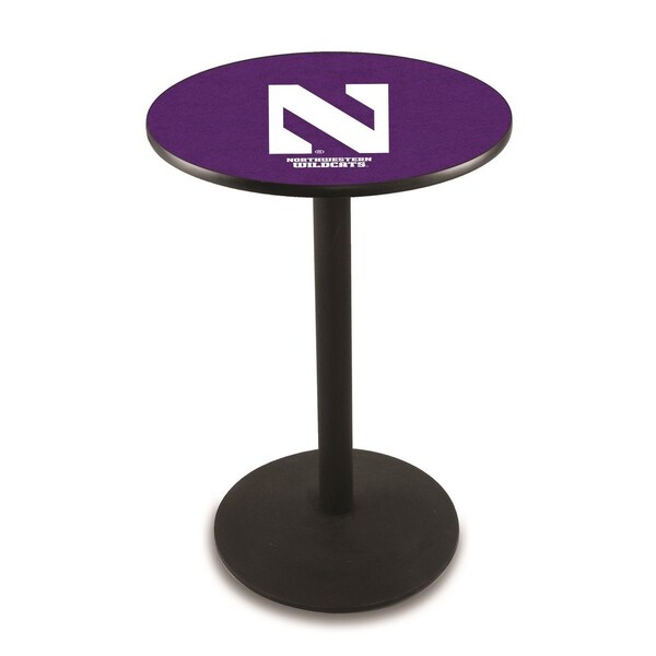 42" Blk Wrinkle Northwestern Pub Table, 36" dia. Top