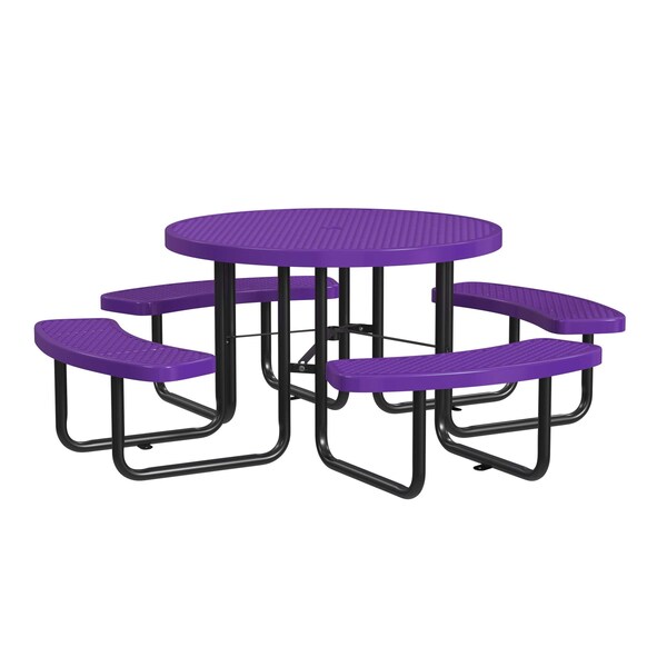 Round Picnic Table, Purple, In Ground Mount, 46 in