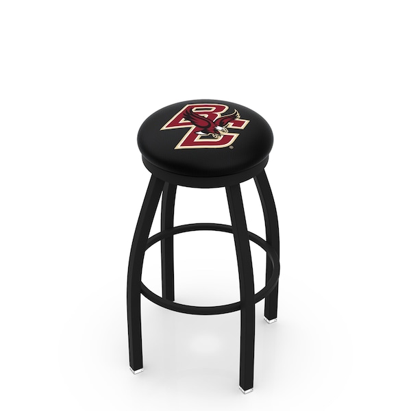 25" Blk Wrinkle Boston College Swivel Bar Stool, Accent Ring