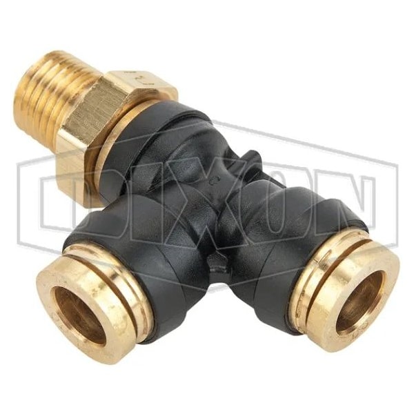 Legris by  Push-In Run Tee, 1/2 x 3/8 in Nominal, MNPT x Tube, 250 psi Pressure, Brass, Domestic