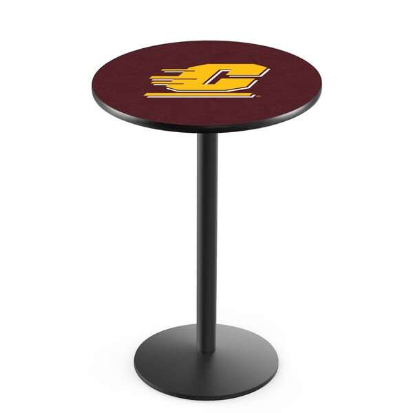 42" Blk Wrinkle Central Michigan Pub Table, 36" dia. Top