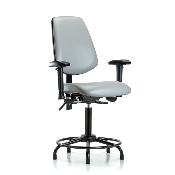 Medium Bench Chair Adjustable Arms, 22" to 29" Height, Vinyl, Dove