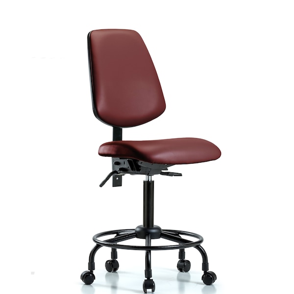 Vinyl Chair, Med Bench, Round Tube Base, Med Back, Casters, Borscht
