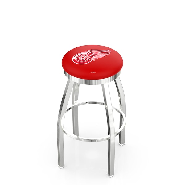 25" Chrome Detroit Red Wings Swivel Bar Stool, Accent Ring