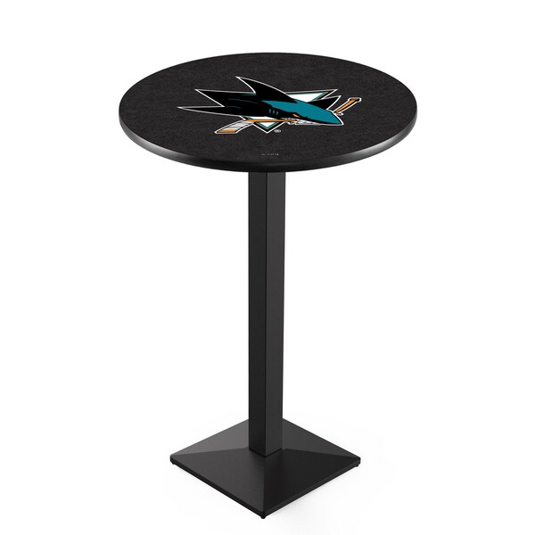 42" Blk Wrinkle San Jose Sharks Pub Table, 36" dia. Top