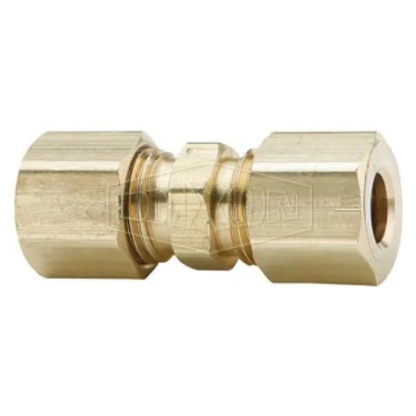 The Right Connection Compression Union, 7/16 in x 5/8-24 Nominal, Tube x Straight End Style, Brass,