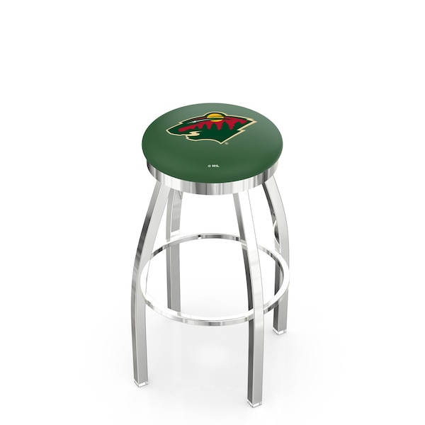 25" Chrome Minnesota Wild Swivel Bar Stool, Accent Ring