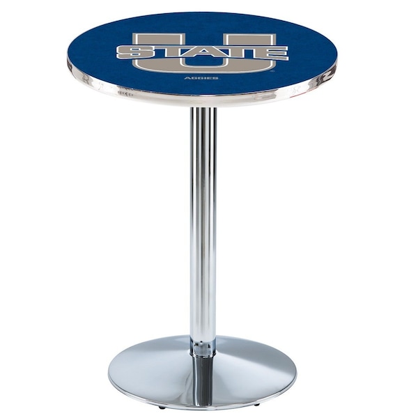 42" Chrome Utah State Pub Table, 36" dia. Top