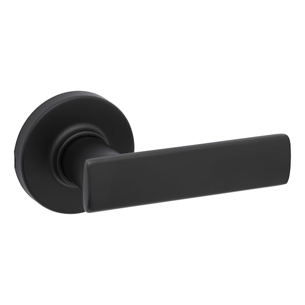 Breton Lever with Round Rose Passage Door Lock with 6AL Latch and RCS Strike Iron Black Finish