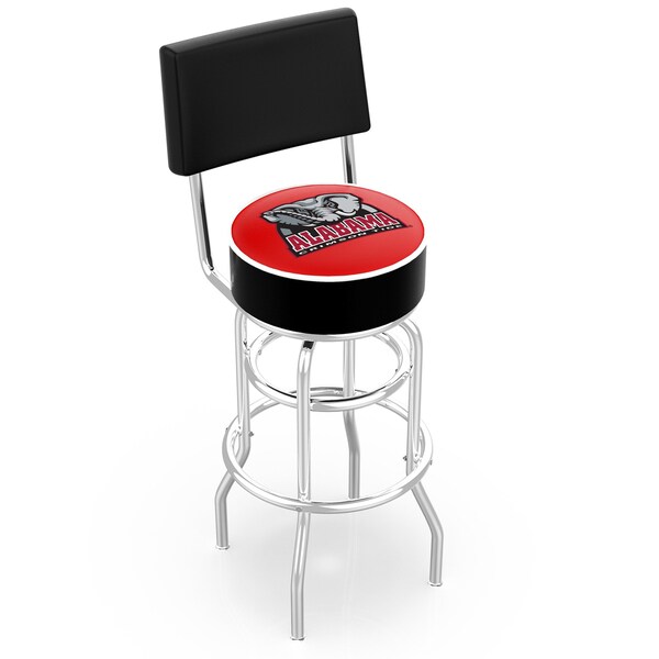25" Chrome 2-Ring Alabama Swivel Bar Stool, Back