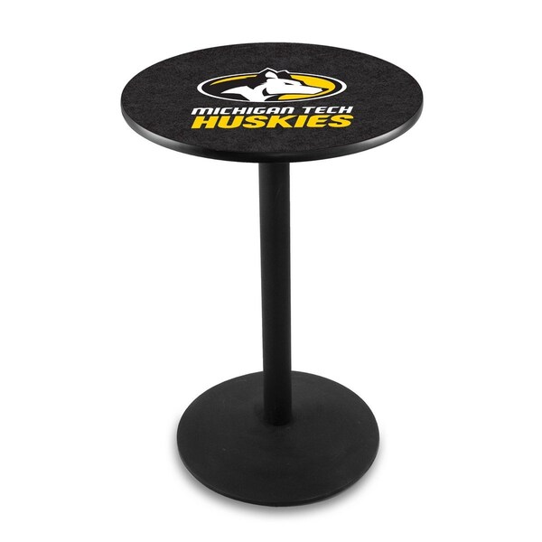 36" Blk Wrinkle Michigan Tech Pub Table, 36" dia. Top