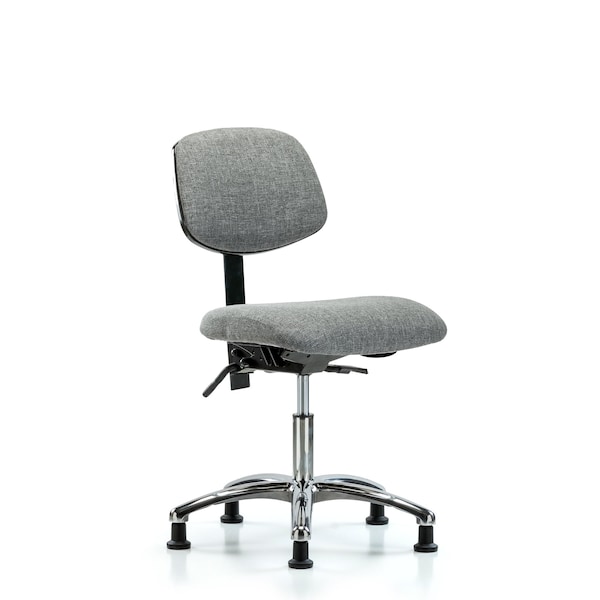 Desk Chair Desk Chair, Fabric, Chrome Tilt Glides, Gry, No Arms, 19" to 24" Height, Fabric, Grey