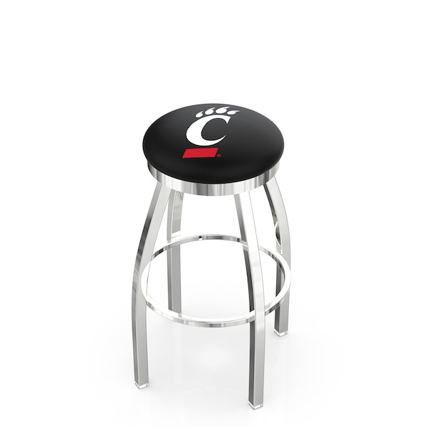 25" Chrome Cincinnati Swivel Bar Stool, Accent Ring