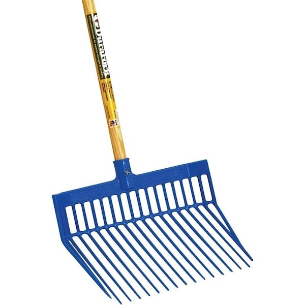 Bedding Fork, Diamond Shaped Tine, Polycarbonate Tine, Wood Handle, Blue, 52 in L Handle