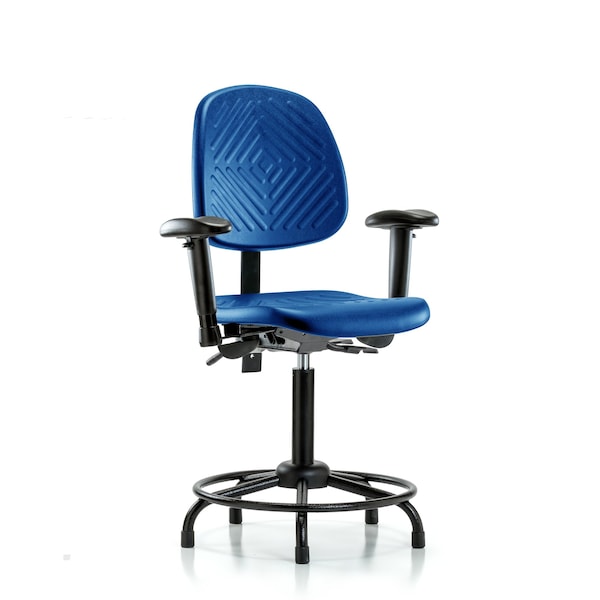Poly Chair, Round Tube Base, Med Bench, Med Back, Tilt, Arms, Glides, Blue