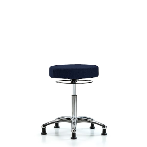 Rutledge Fab Stool without Back Chrome - Medium Bench Height with Stationary Glides in Navy Fab