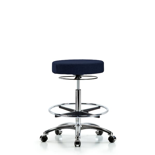 Bench Stool, Hi, Fabric, Chrom, CF, Cstr, Nav