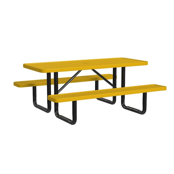 Rectangle Portable Picnic Table, Yellow, 6 ft L