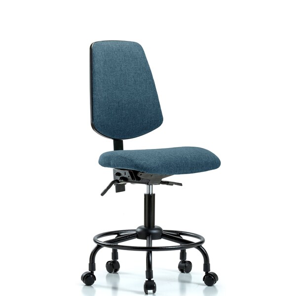 Desk Chair Fab Desk Chair, Med, Bk, RT, Cast, Blu, No Arms, 21" to 26" Height, Fabric, Blue
