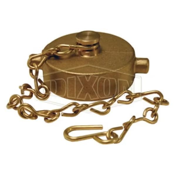 The Right Connection 17-126 Domestic Pin Lug Cap with Chain, 1-1/2-9, FNST, Cast Brass, Domestic