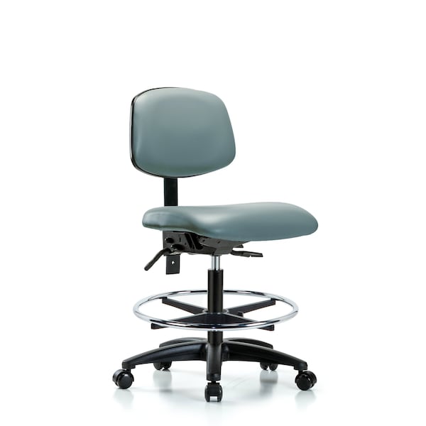 Vinyl Chair, Med Bench, Foot Ring, Casters, Storm