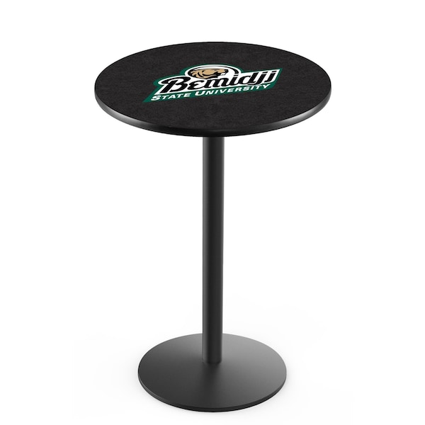 42" Blk Wrinkle Bemidji State Pub Table, 36" dia. Top