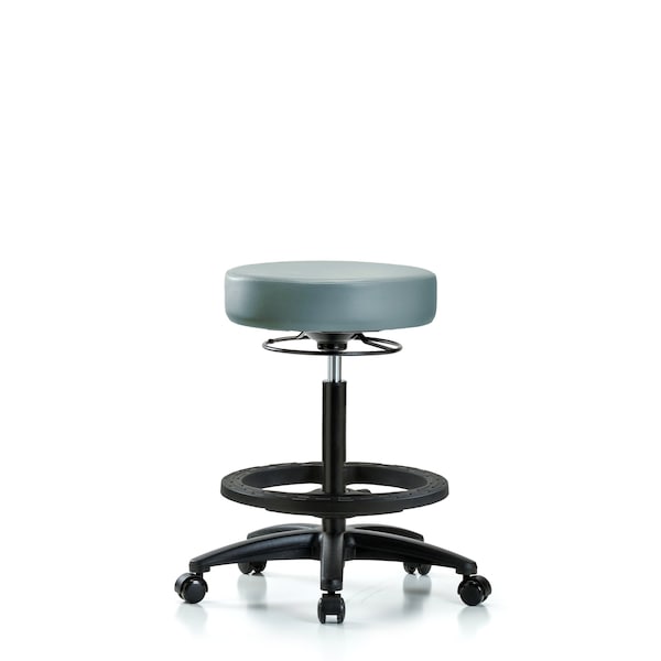 Vinyl Stool, High Bench, Foot Ring, Casters, Storm