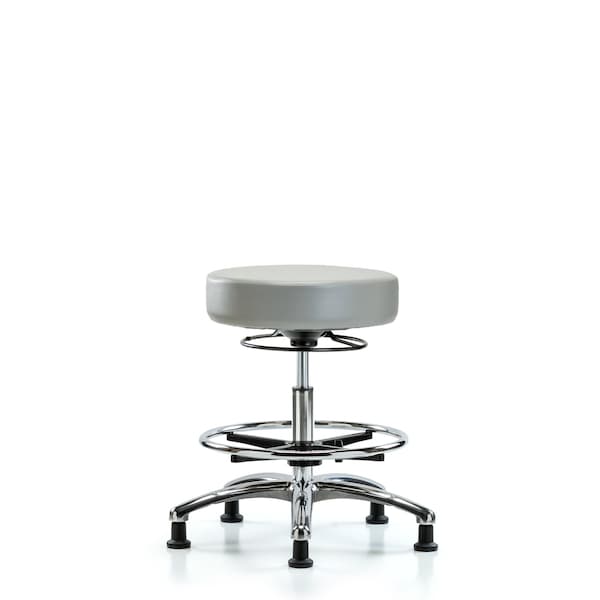 Vin Stool without Back Chr-Med Bench Ht with Chr Foot RingandStat Glides in Dove Trailblazer Vin