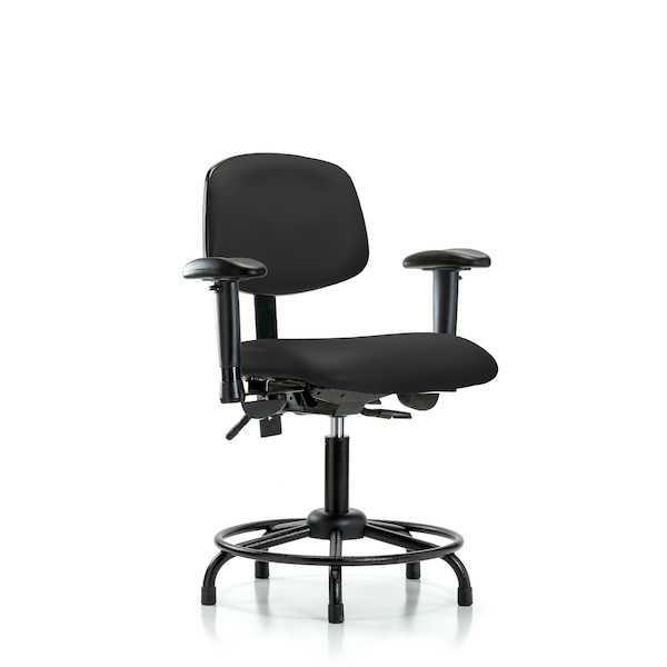 Desk Chair Desk Chair, RT AA, Glides, Vinyl, BLK, Adjustable Arms, 18" to 23" Height, Vinyl, Black
