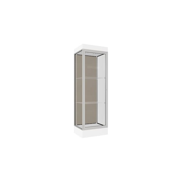 Lighted Floor Display Case 24x76x20, 6" Base, Satin
