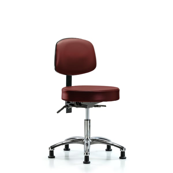 Vinyl Stool, Back Chrome, Desk, Tilt, Glides, Taupe