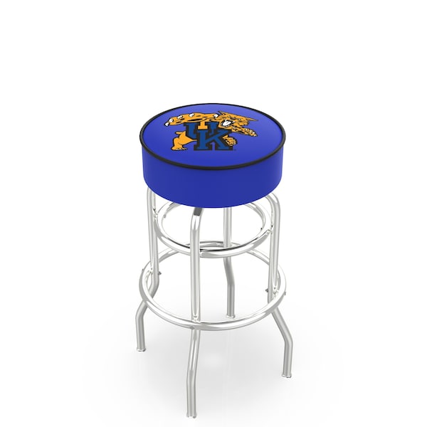 25" Kentucky "Wildcat" Cushion Seat, 2-Ring Chrome Swivel Bar Stool