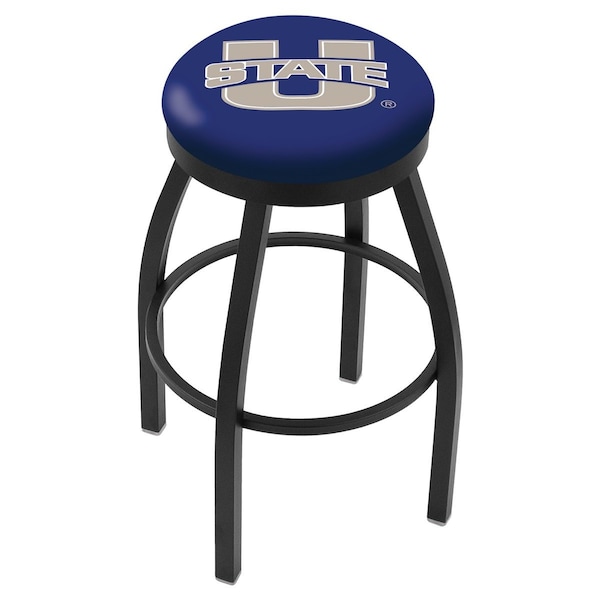 25" Blk Wrinkle Utah State Swivel Bar Stool, Accent Ring