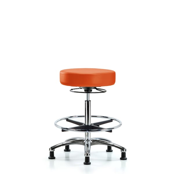Vin Stool without Back Chr-High Bench Ht with Chr FR and Stat Glides in Orange Kist Trailblazer Vin