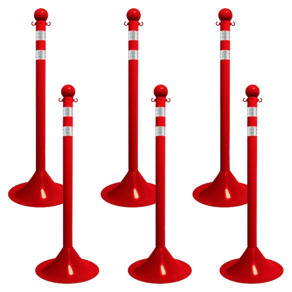Red Reflective Light Duty Stanchion (6-Pack)