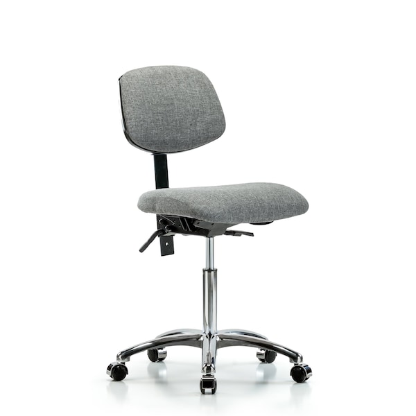 Chair, Fab, Med Bench, Chr Tilt Casters, Gry, No Arms, 22" to 29" Height, Gray