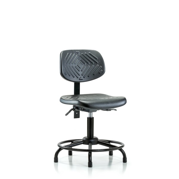 Desk Chair Desk Chair, Med, Poly, Bk.RT, Glides, No Arms, 17" to 22" Height, Black; Blue