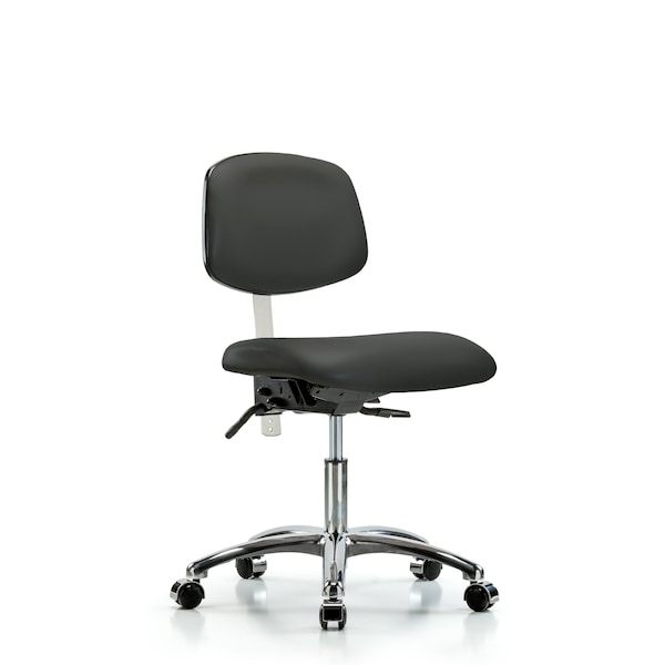 Clean Room Chair Desk Chair, Vin, Chrm, Tilt Cast, Gry, CL100, No Arms, 18" to 23" Height, Vinyl