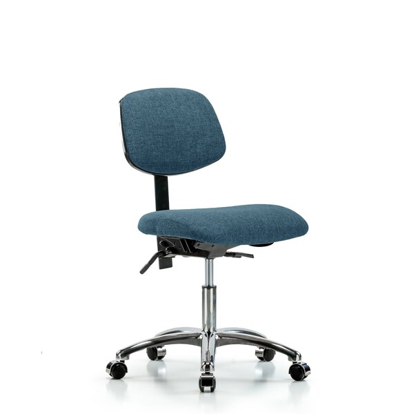 Desk Chair Desk Chair, Fabric, Chrome Casters, Blu, No Arms, 19" to 24" Height, Fabric, Blue