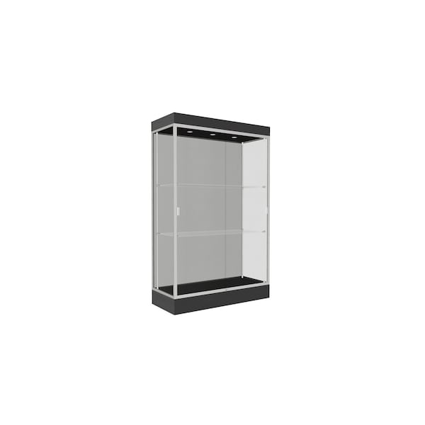 Lighted Floor Display Case 48x76x20, 6" Base, Satin
