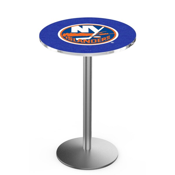 42" Stainless Steel New York Islanders Pub Table, 36" dia. Top
