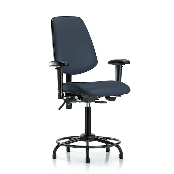 Medium Bench Chair Adjustable Arms, 22" to 29" Height, Vinyl, Imperial Blue
