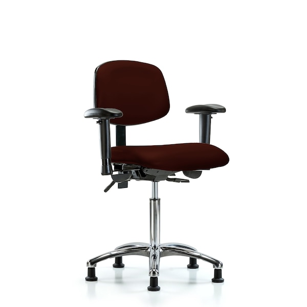 Chair, Vinyl, Med Bench, Chr AA Glides, Burg, 6-Way Adjustable, 22" to 29" Height, Burgundy