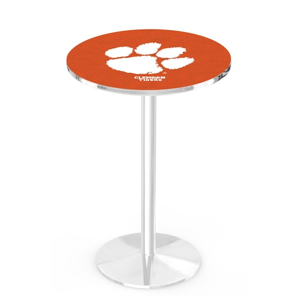 42" Chrome Clemson Pub Table, 36" dia. Top