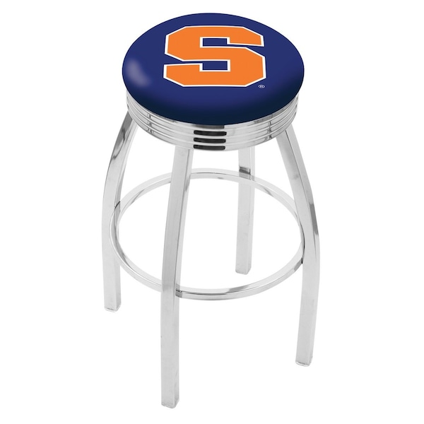 25" Chrome Syracuse Swivel Bar Stool, Accent Ring